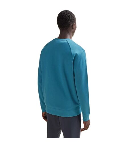 Mens Tonal Logo Ribbed Collar Raglan Sweatshirt Medium Blue Boss