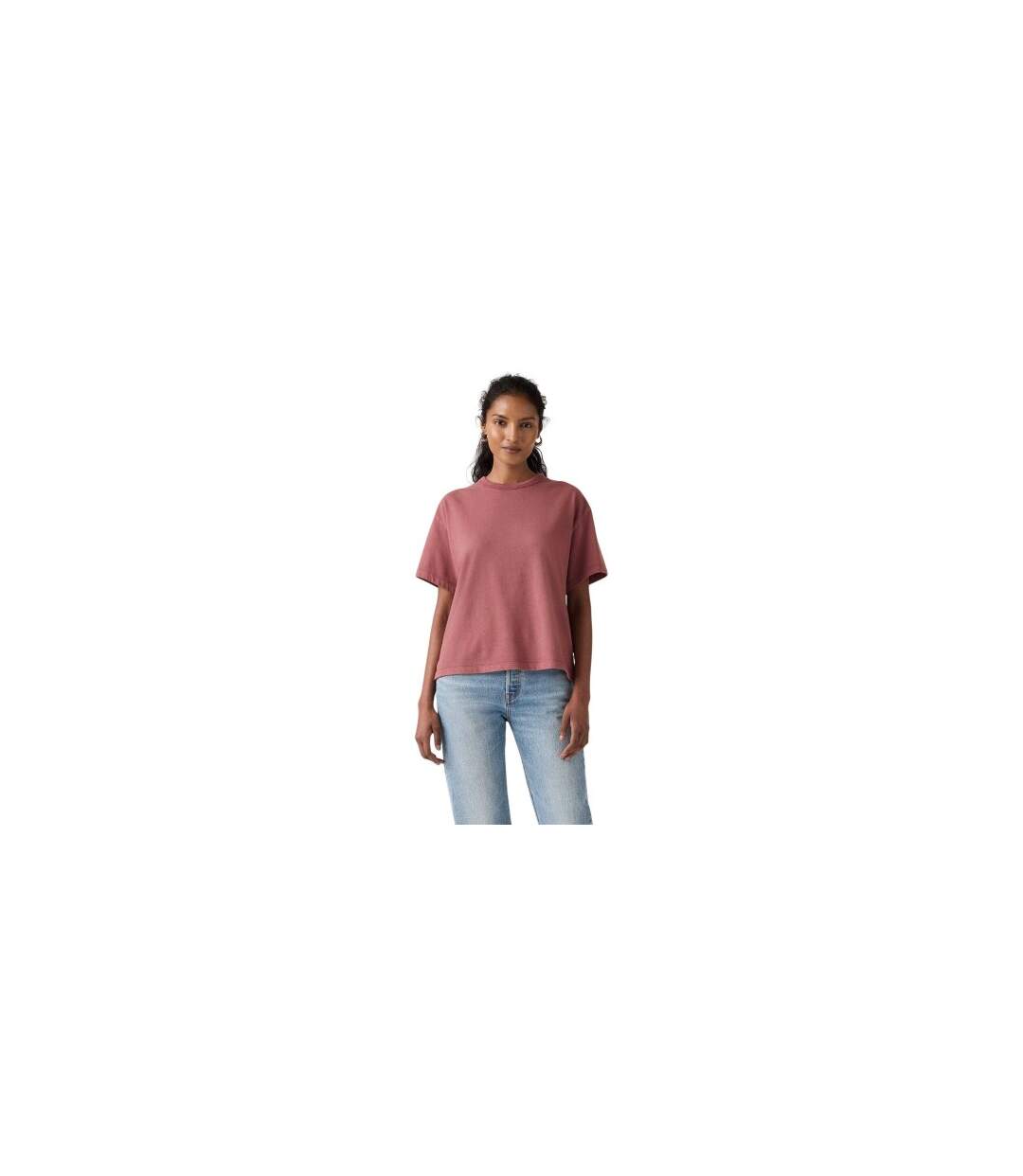 Womens/ladies Vintage Cotton T-shirt Berry Levis-1