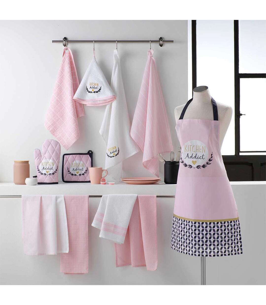 Essuie-Main Kitchen Addict 50x50cm Rose-4