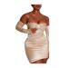 Robe Moulante Métallisée Extra-slim Manches Longues Femme Crème Mars The Label-4