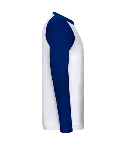 Fruit of the Loom Mens Contrast Long-Sleeved Baseball T-Shirt (White/Royal Blue) - UTRW9894