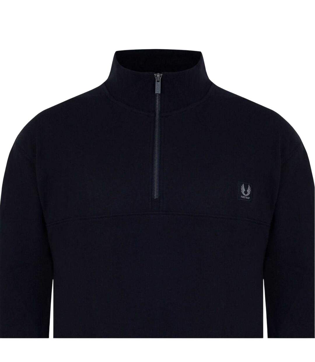 Mens Zip Neck Long-sleeved Sweatshirt Black Firetrap-3