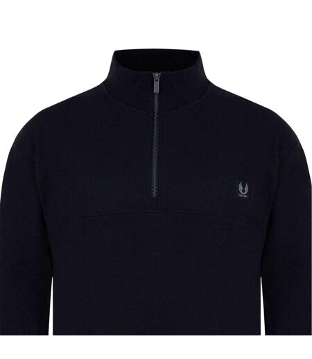 Mens Zip Neck Long-sleeved Sweatshirt Black Firetrap