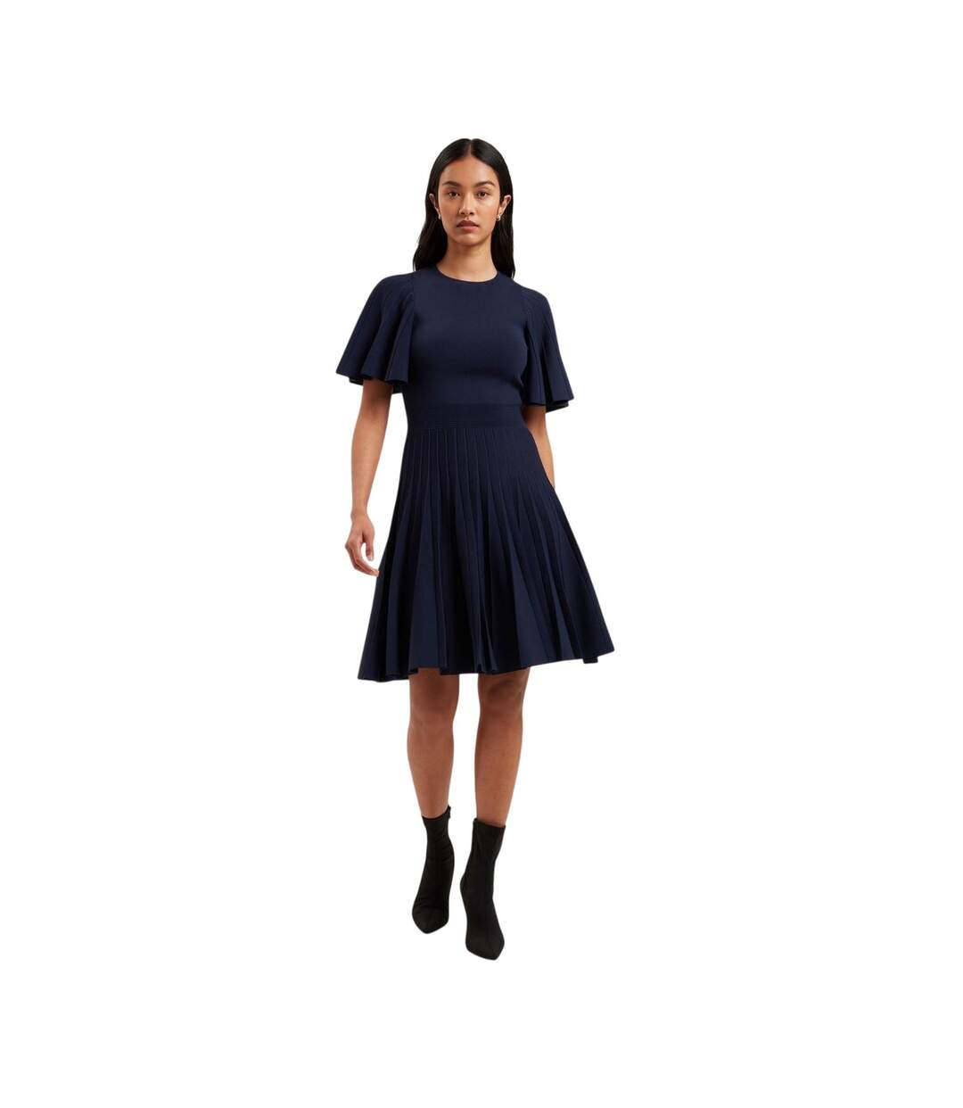 Robe Patineuse Manches Volantées Femme Bleu Marine Ted Baker-4