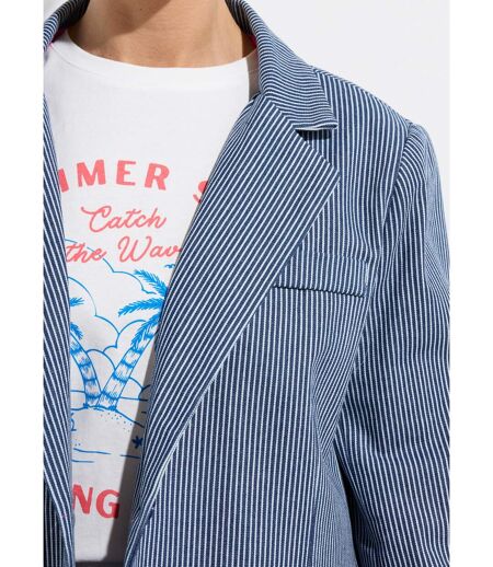 Veste en twill rayé, col tailleur
