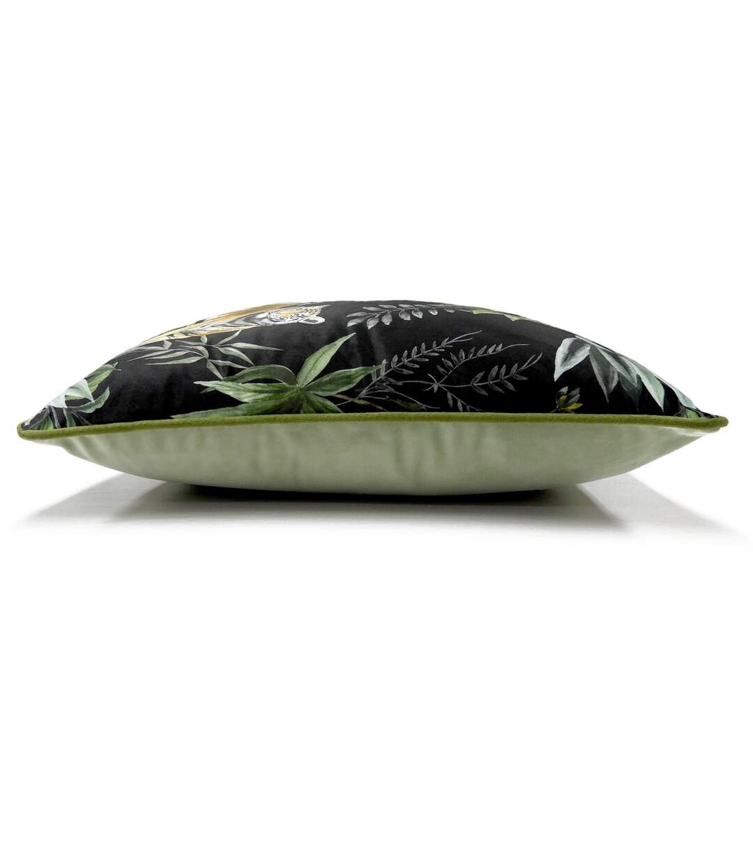 Jungle tiger cushion cover 43cm x 43cm black/sage green Evans Lichfield