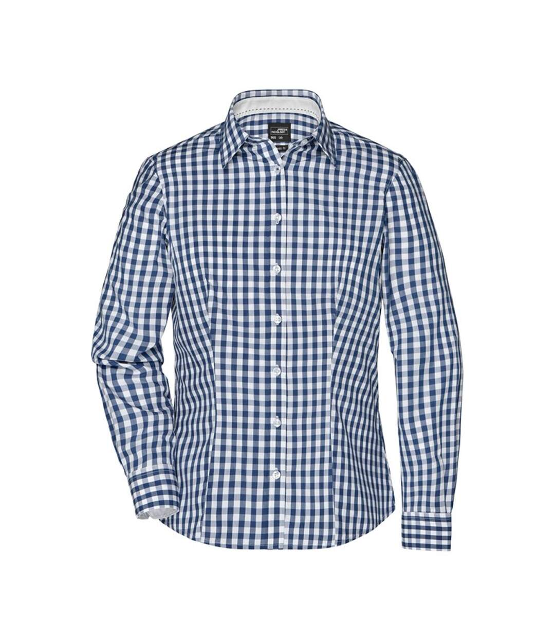 Blouse Motif/style À Carreaux Femme Bleu Marine Blanc James And Nicholson-1