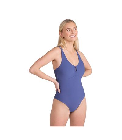 Womens/ladies Florence Ribbed One Piece Swimsuit Navy Animal