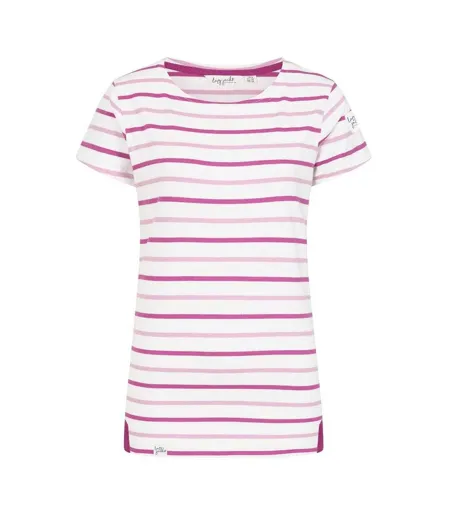 T-shirt Motif/style Blocs De Couleurs En Rayures Breton Femme Rose Lazy Jacks