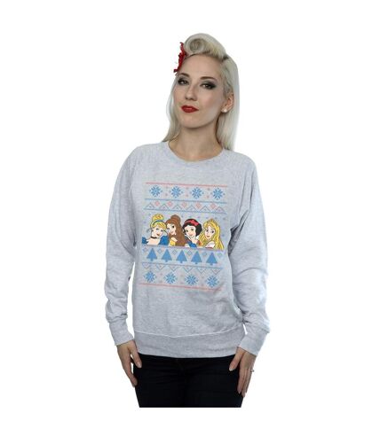 Disney Princess Womens/Ladies Christmas Faces Sweatshirt (Heather Grey) - UTBI10023