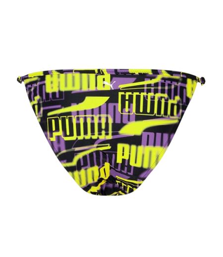 Womens/ladies Repeat Logo Side Tie Bikini Bottoms Black Puma
