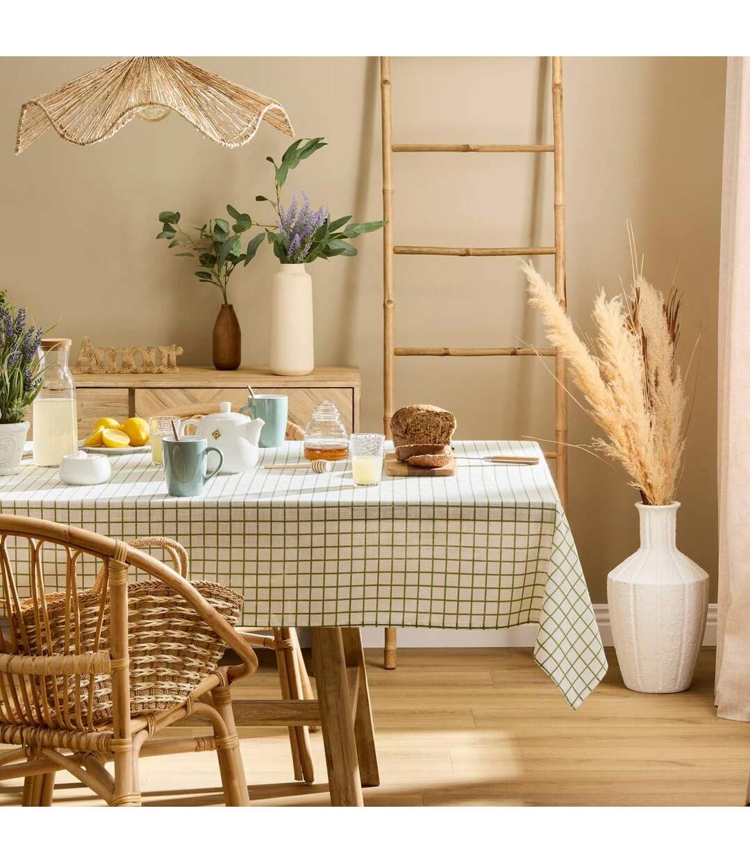Nappe Quadrillée Garrigue 140x240cm Vert-4