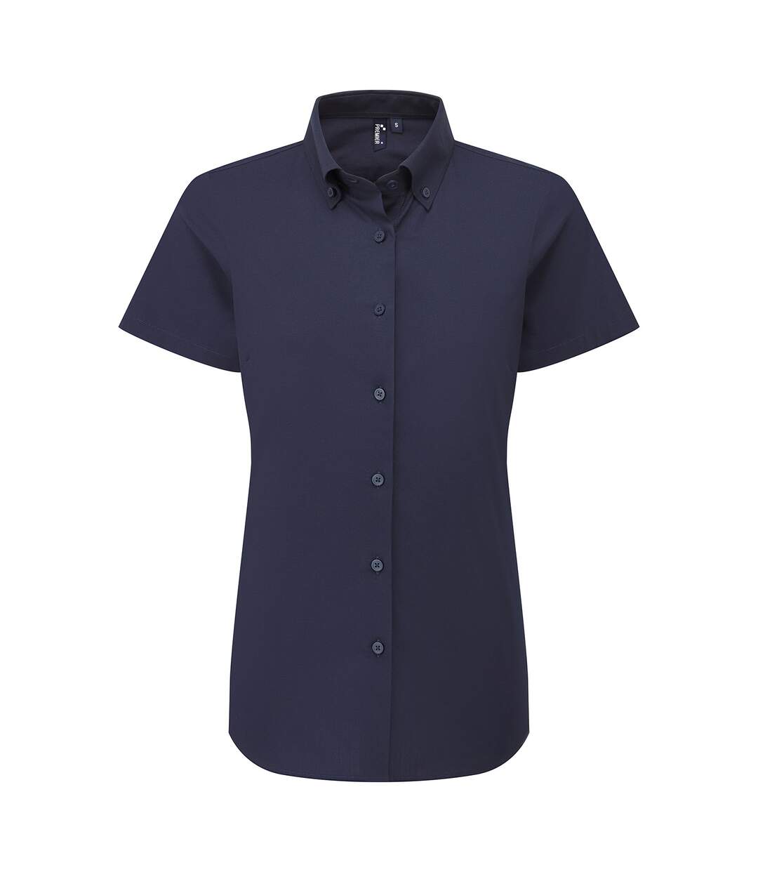 Womens/ladies supreme oxford short-sleeved formal shirt navy Premier-1