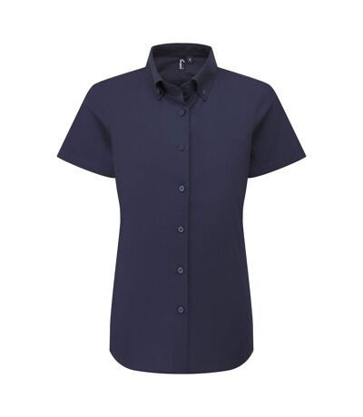 Womens/ladies supreme oxford short-sleeved formal shirt navy Premier