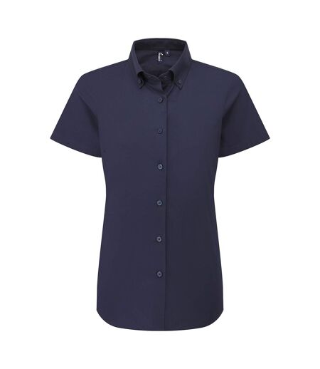 Womens/ladies supreme oxford short-sleeved formal shirt navy Premier