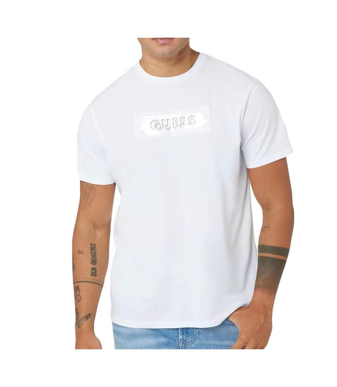 T-shirt Blanc Homme Guess Metallic1K - L-1