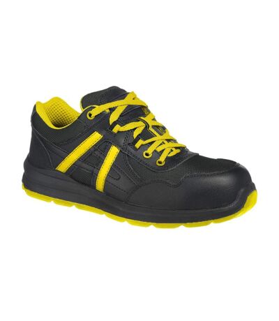 Unisex adult mersey leather safety trainers black/yellow Portwest
