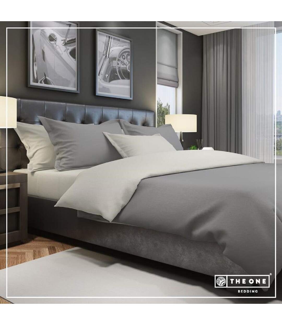Housse de couette - 140x200 - gris foncé et gris clair - T1-BC140-1