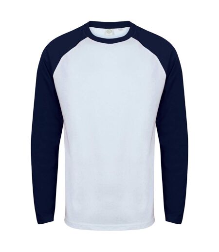 Skinni Fit - T-shirt manches longues - Homme (Blanc/bleu marine) - UTRW4742