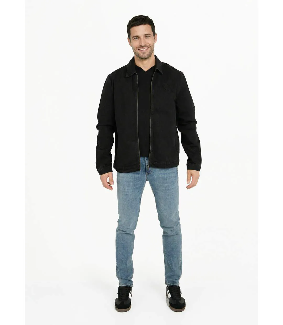 Blouson en jean zippé, c¿ur poitrine-3