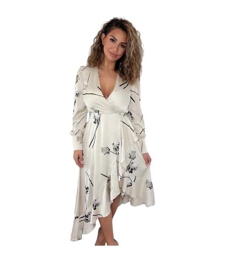 Robe Portefeuille Motif/style Floral Femme Beige Gris AX Paris