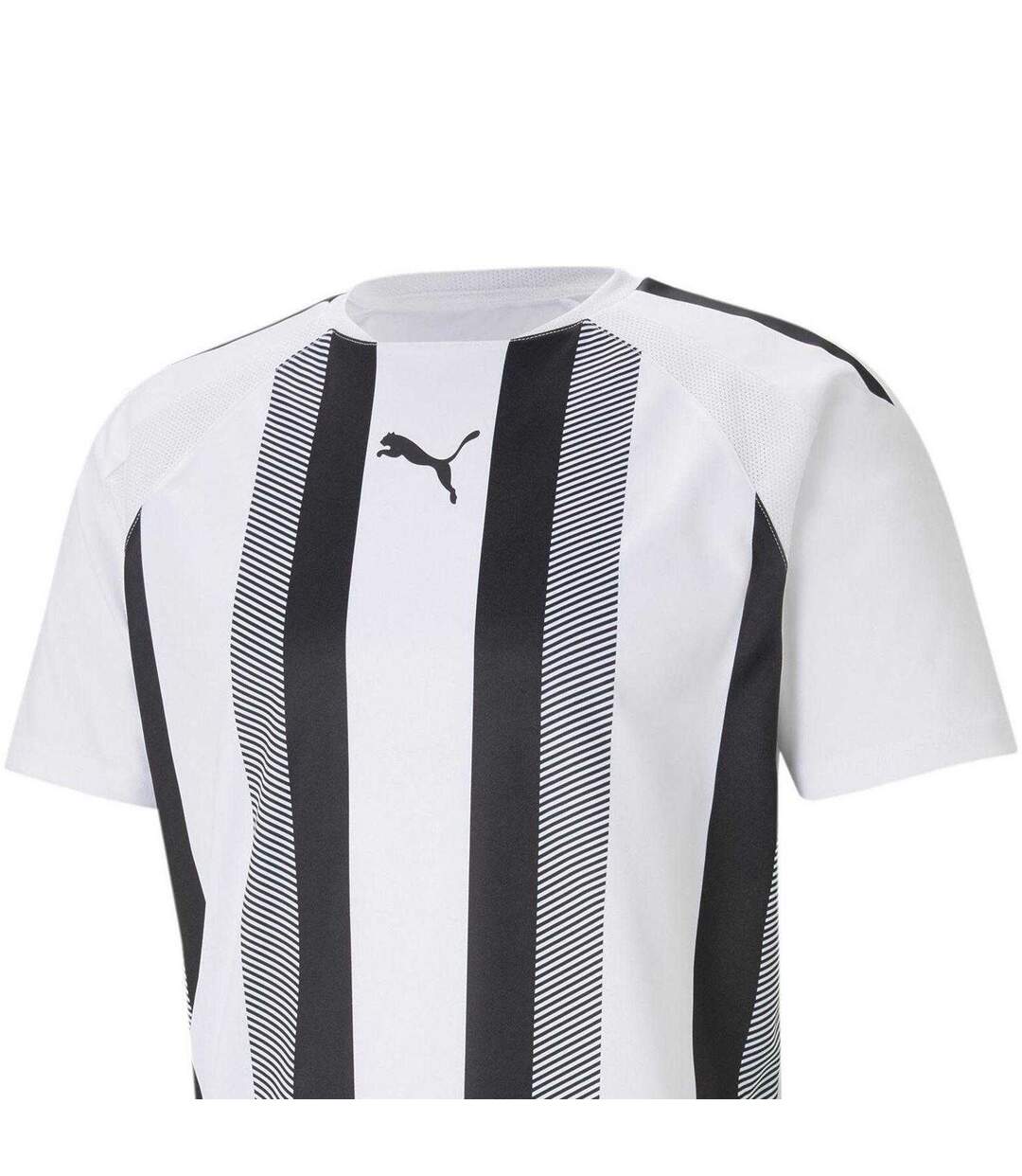 T-shirt Motif/style À Rayures Team Liga Homme Blanc Noir Puma-3