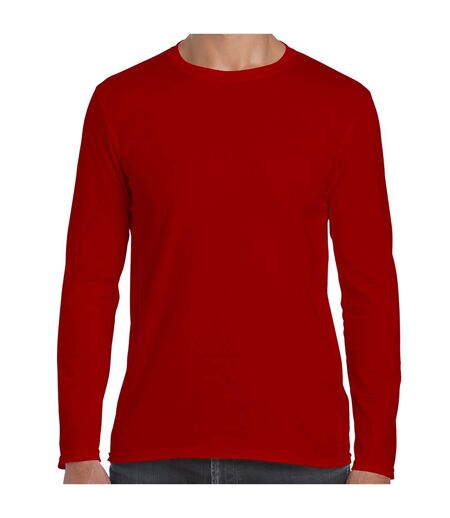 Gildan Pack of 5 Mens Soft Style Long Sleeve T-Shirt  (Red) - UTBC4808