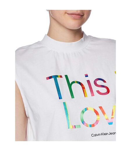 T-shirt Motif/style Courte This Is Love Femme Blanc Calvin Klein