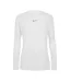Womens/ladies Crew Neck Slim Long-sleeved Base Layer Top White Cool Grey Nike-1