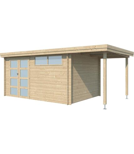 Chalet en bois 12.24 m² avec extension Moderne Avec plancher + gouttière