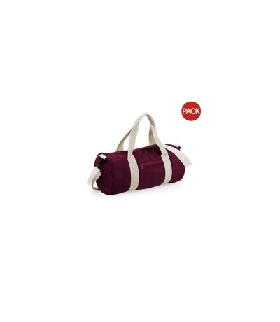 Bagbase Plain Varsity Barrel/Duffel Bag (5 Gallons) (Pack of 2) (Burgundy/Off White) (One Size)