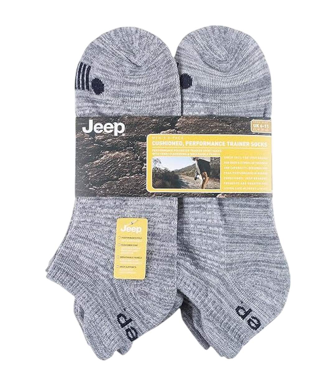 Pack Of 6  Mens Cushioned Trainer Socks  Grey Jeep-3