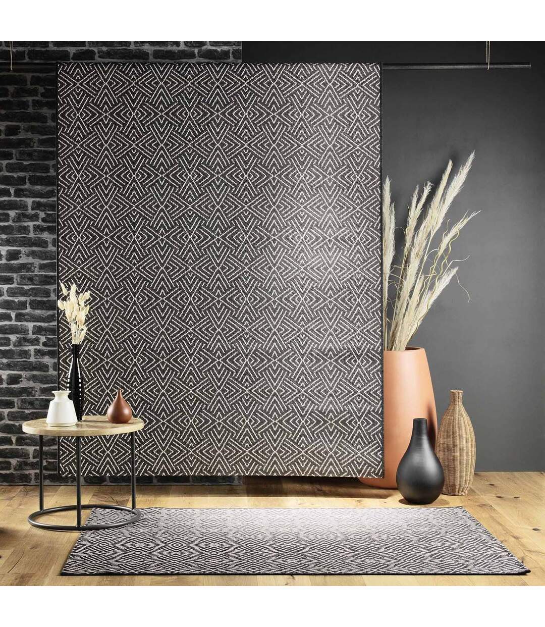 Tapis Tissé Déco Aztek 160x230cm Noir-3