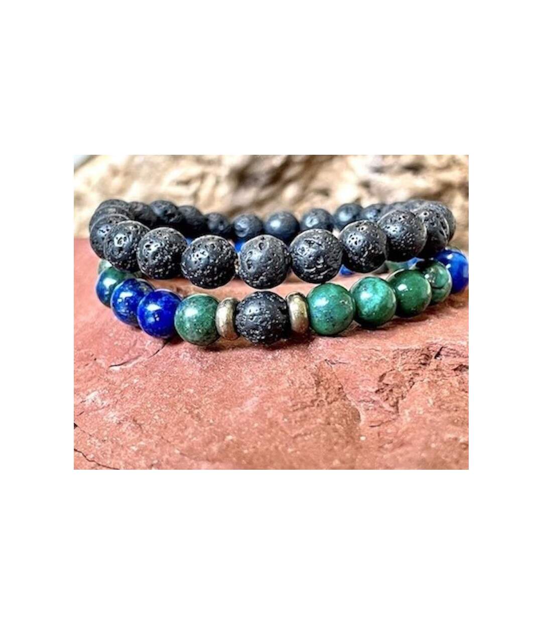 Bracelet turquoise Africaine et basalte