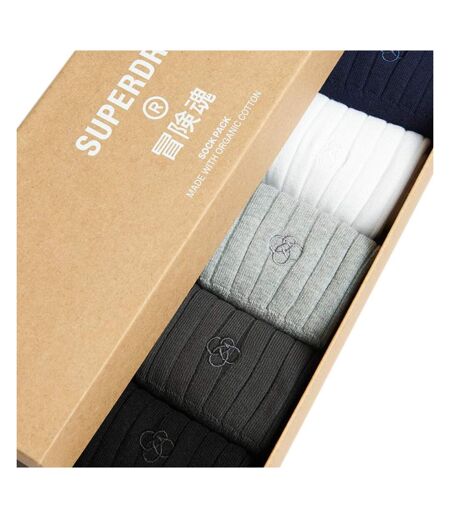 X5 Paires de Chaussettes Blanc/Gris/Noir Homme Superdry Sock Gift - 39/41