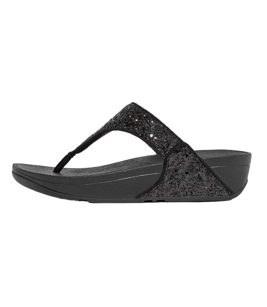 Womens/ladies Lulu Glitter Toe Post Sandals Black FitFlop-2