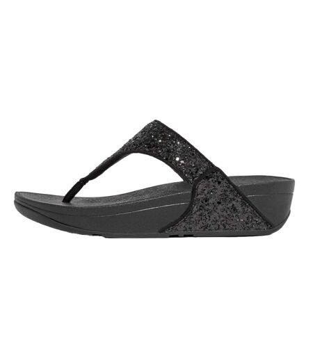 Womens/ladies Lulu Glitter Toe Post Sandals Black FitFlop