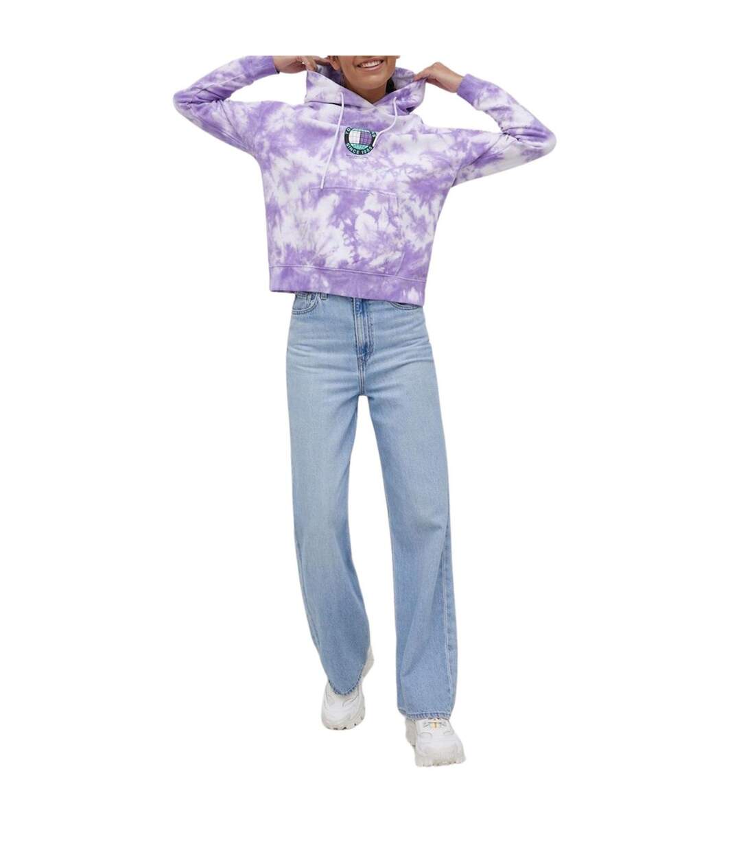 Sweat À Capuche Motif/style Tie-dye Femme Violet Blanc Tommy Jeans-1