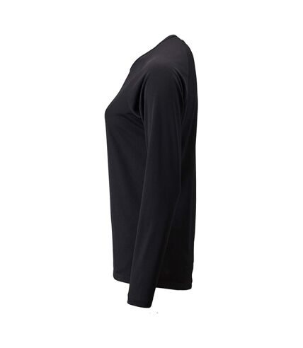 SOLS Womens/Ladies Sporty Long Sleeve Performance T-Shirt (Black)