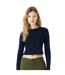 Bella + Canvas Womens/Ladies Plain Micro-Rib Long-Sleeved Crop Top (Solid Navy) - UTRW10101