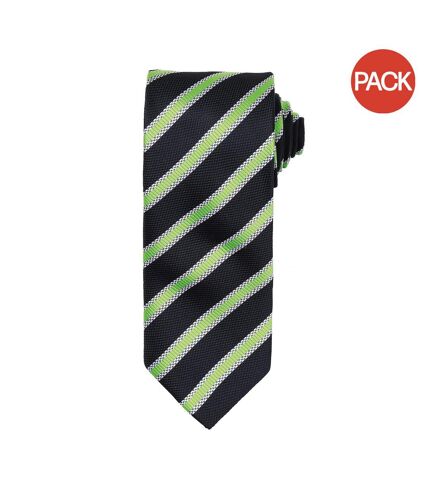 Premier - Cravate rayée et gaufrée - Homme (Lot de 2) (Noir/Vert citron) (One Size) - UTRW6950