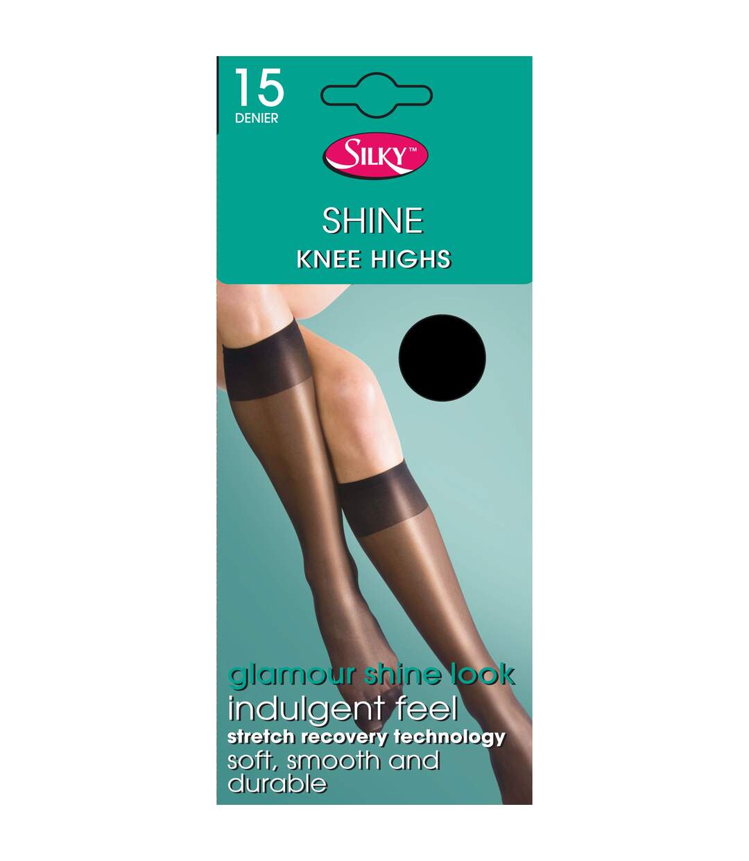 Shine mi-bas satinés 1 paire femme noir opaque Silky