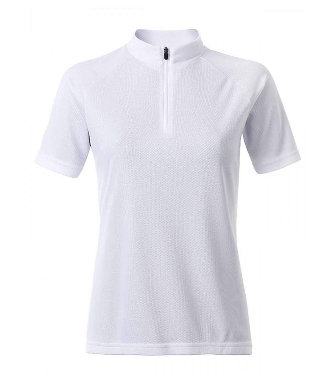 maillot cycliste zippé - FEMME - JN511 - blanc-1