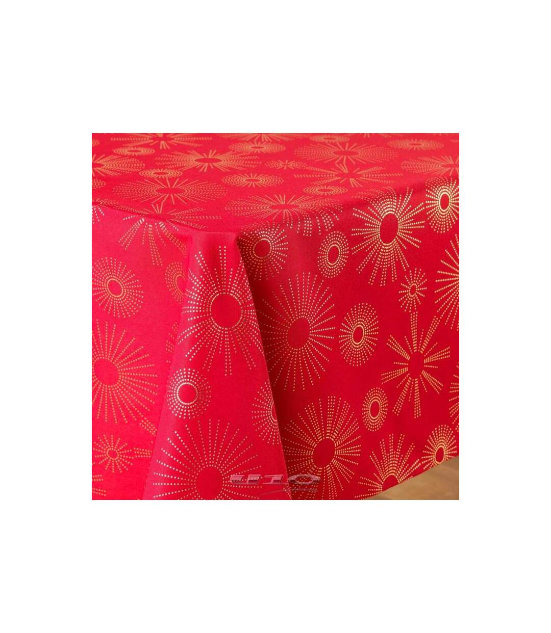 Nappe Imprimé Métallisé Pampille 150x300cm Rouge & Or-2