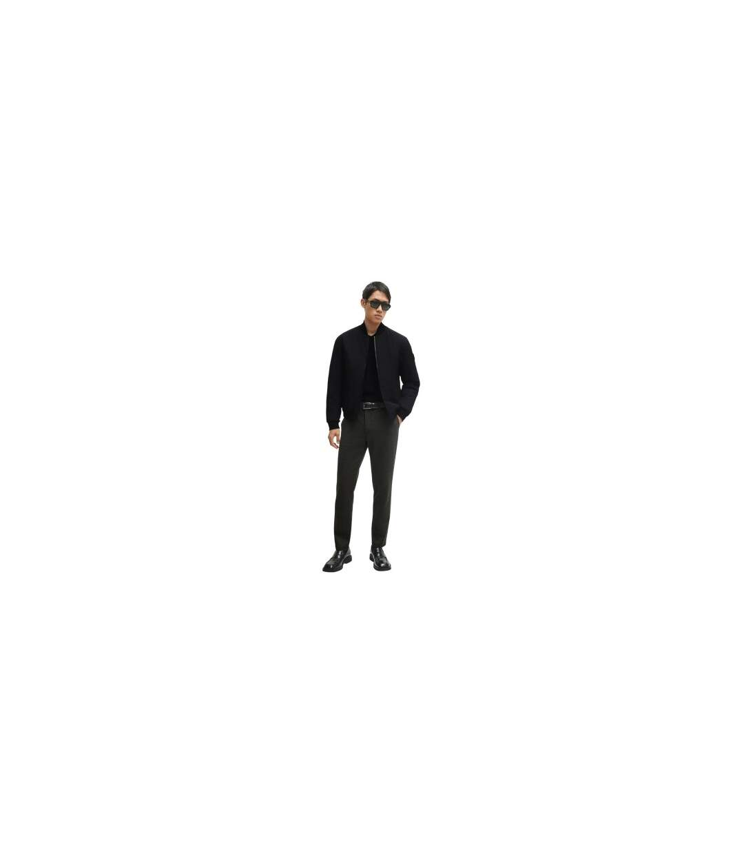Mens Kaiton Plain Slim Suit Trousers Black Boss-1