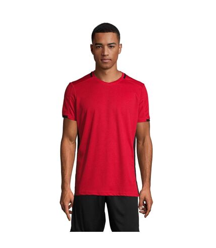 SOLS Mens Classico Contrast Short Sleeve Soccer T-Shirt (Red/Black)