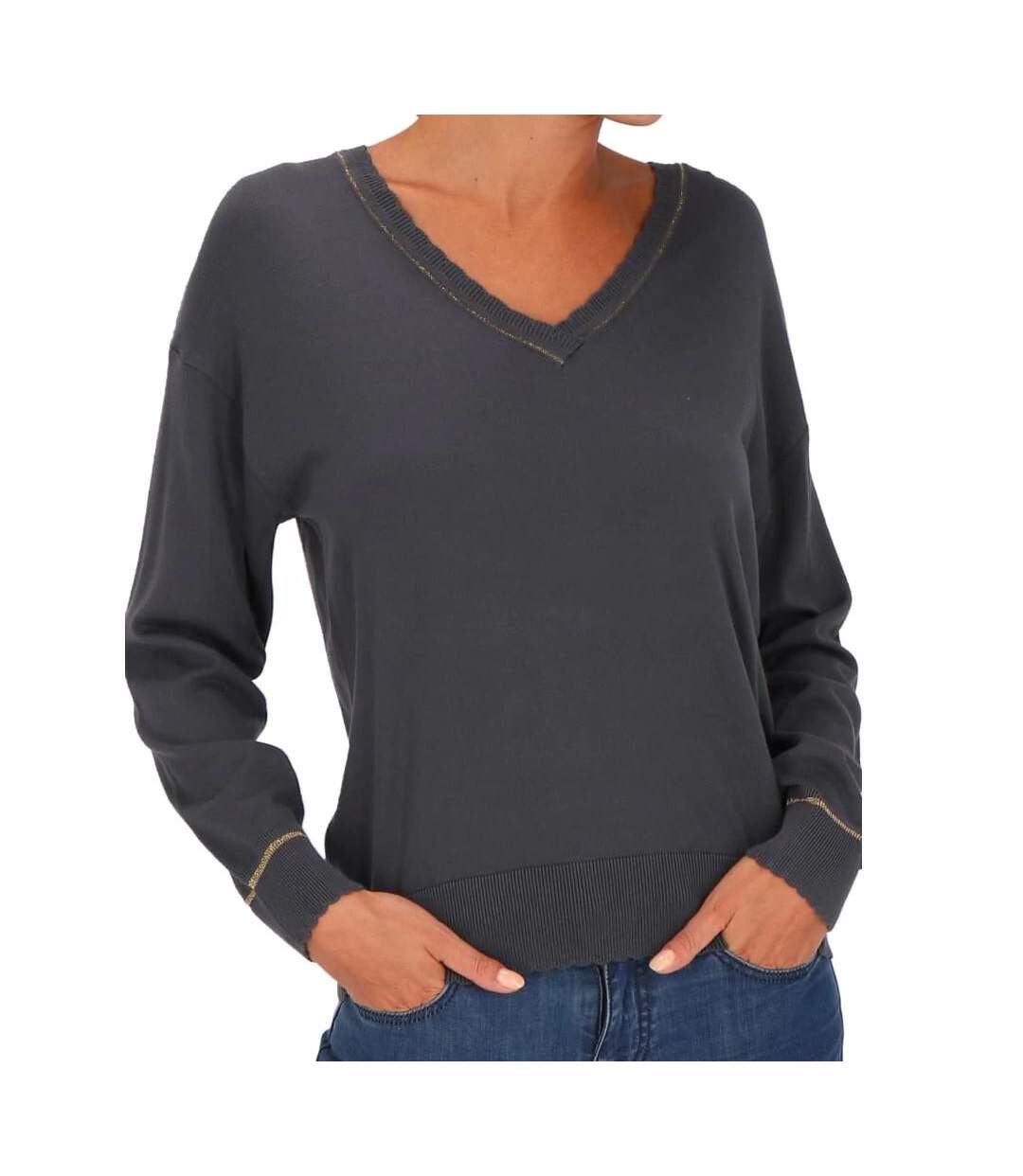 Pull bleu/gris femme les tropéziennes solea - xs-1