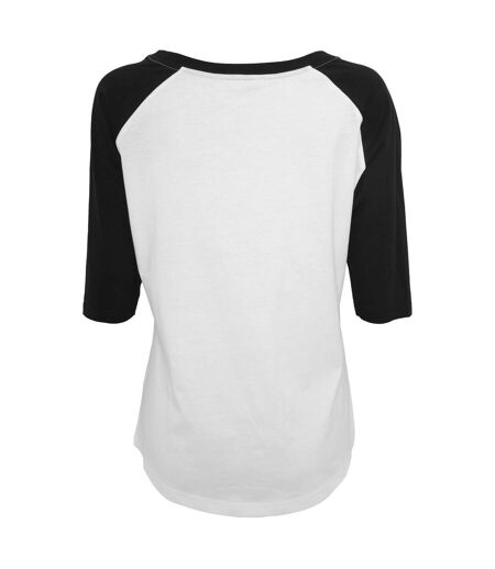 T-shirt Manches Raglan Motif/style Contrasté Femme Blanc Noir Build Your Brand