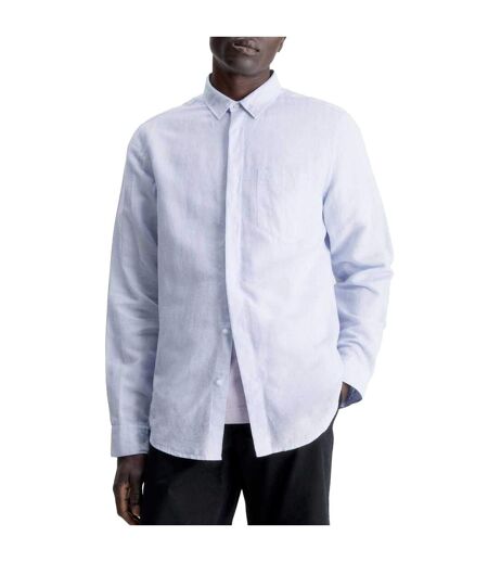 Mens Linen Regular Shirt Blue Calvin Klein