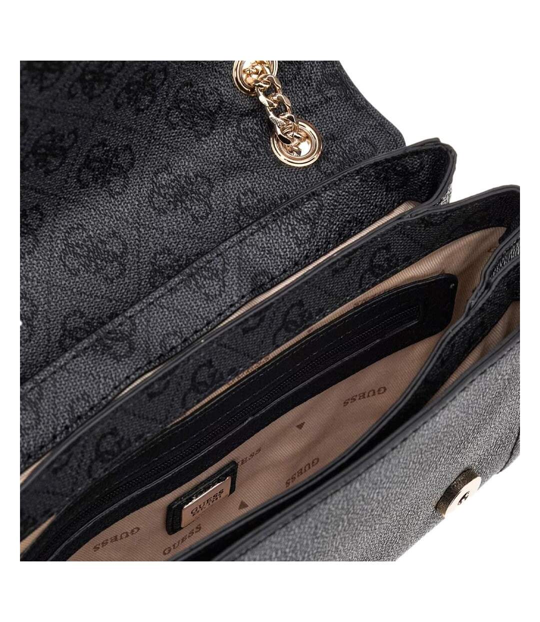 Sac à bandoulière noir/doré femme guess noelle-3